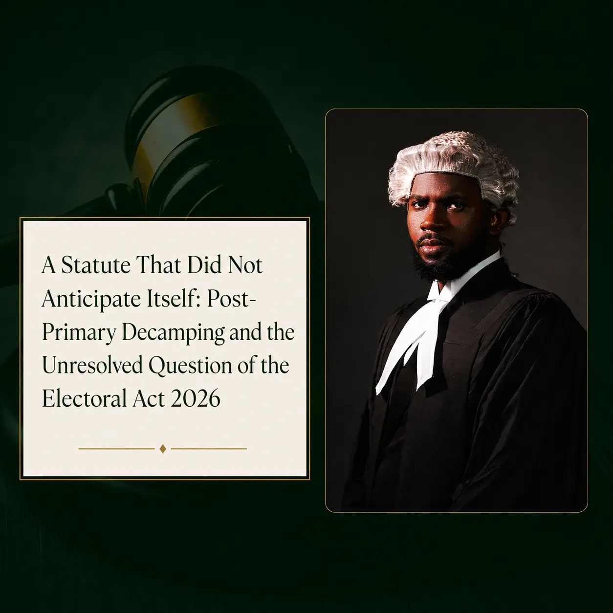 A Statute That Did Not Anticipate Itself: Post-Primary Decamping and the Unresolved Question of the Electoral Act 2026 — Kelechi Nwodo, Esq.